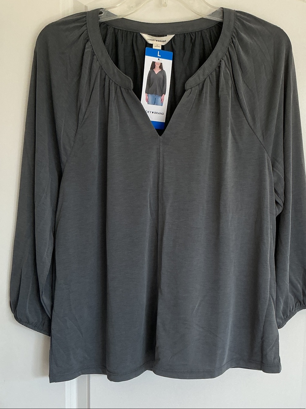 Lucky Brand Slate Gray V-Neck Long Sleeve Tunic